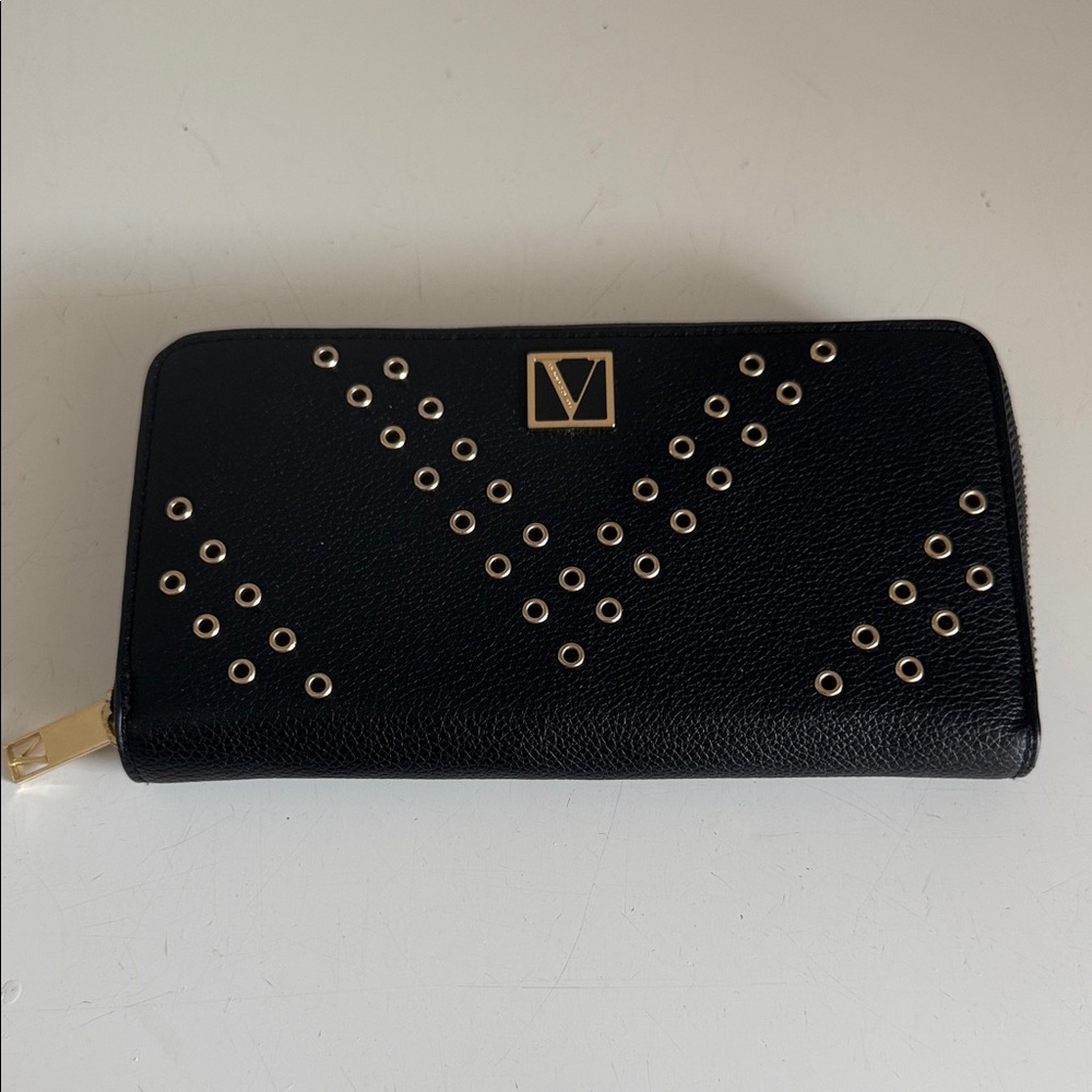 Chic Black Wallet with Gold Accents